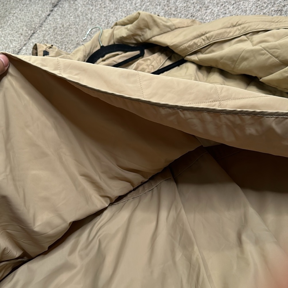 LL bean tan parka hooded rain jacket adjustable waist snap zip closure size 1x - Picture 10 of 13